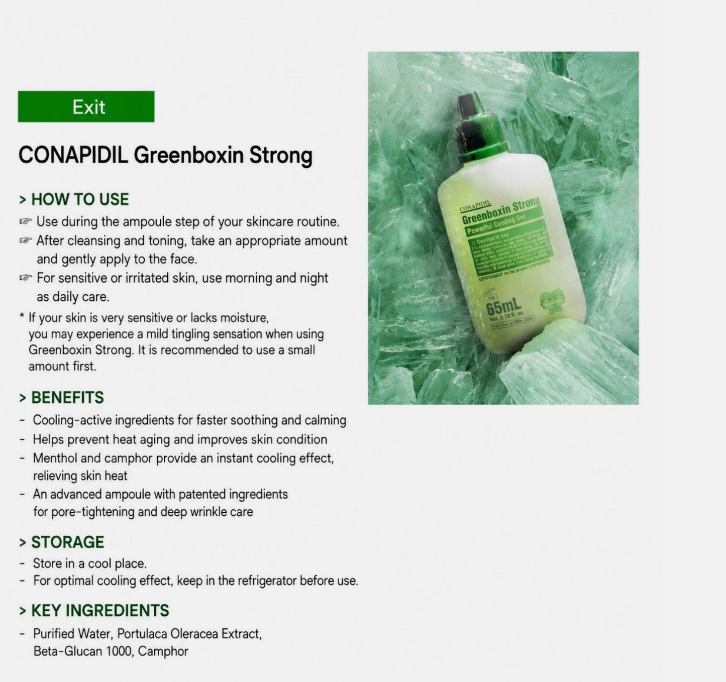 Greenboxin Strong Powerful Cooling Gel 65 ml